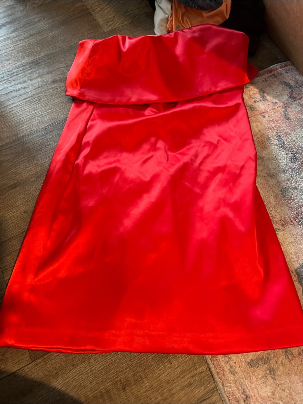 Endless rose Red Strapless Satin Dress - Classic Evening Look